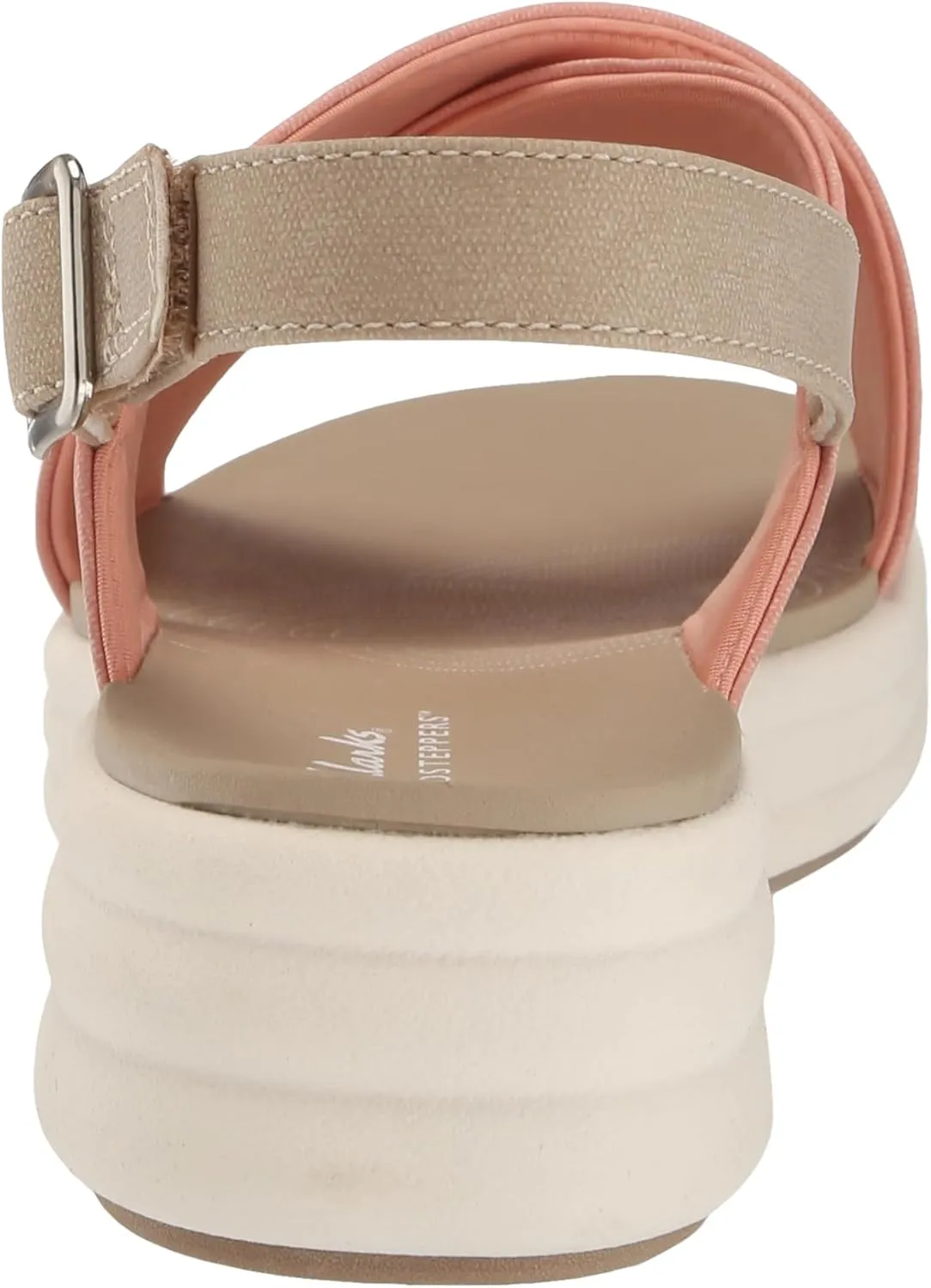 Clarks Women's Drift Sun Wedge Sandal, Peach Synthetic, 9