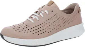 Clarks Women's Un Rio Tie Perforated Leather Ortholite Sneaker Beige 10