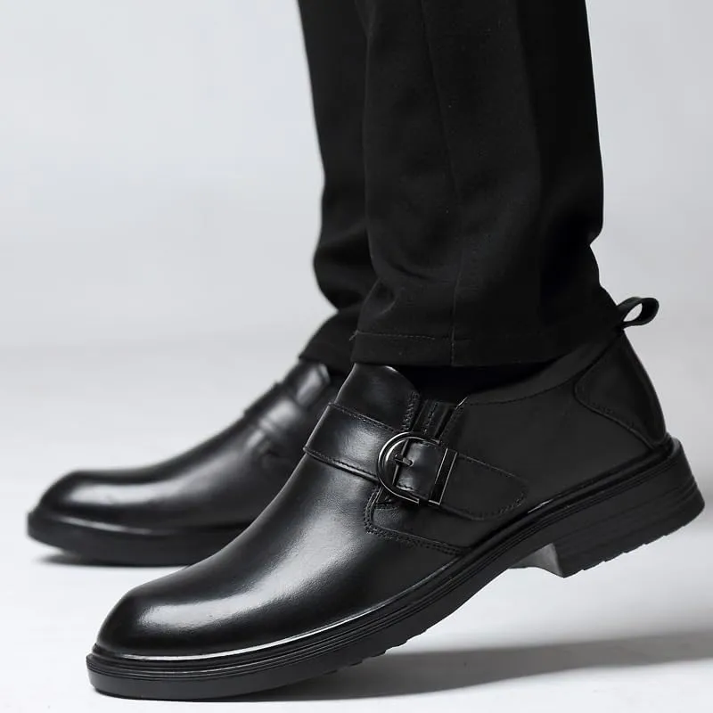 Classic Men Dress Shoes Slip on PU Leather Shoes for Men Plus Size Point Toe Business Casual Men Formal Shoes for Wedding