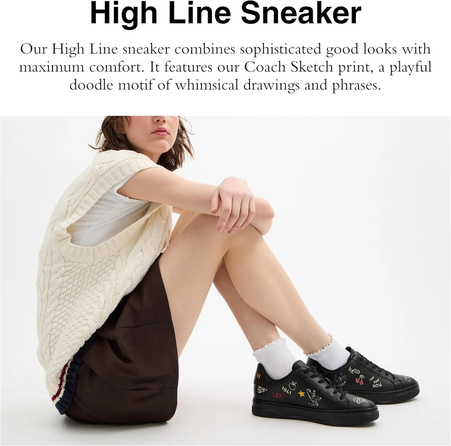 Coach Women's High Line Sneaker with Sketch Print