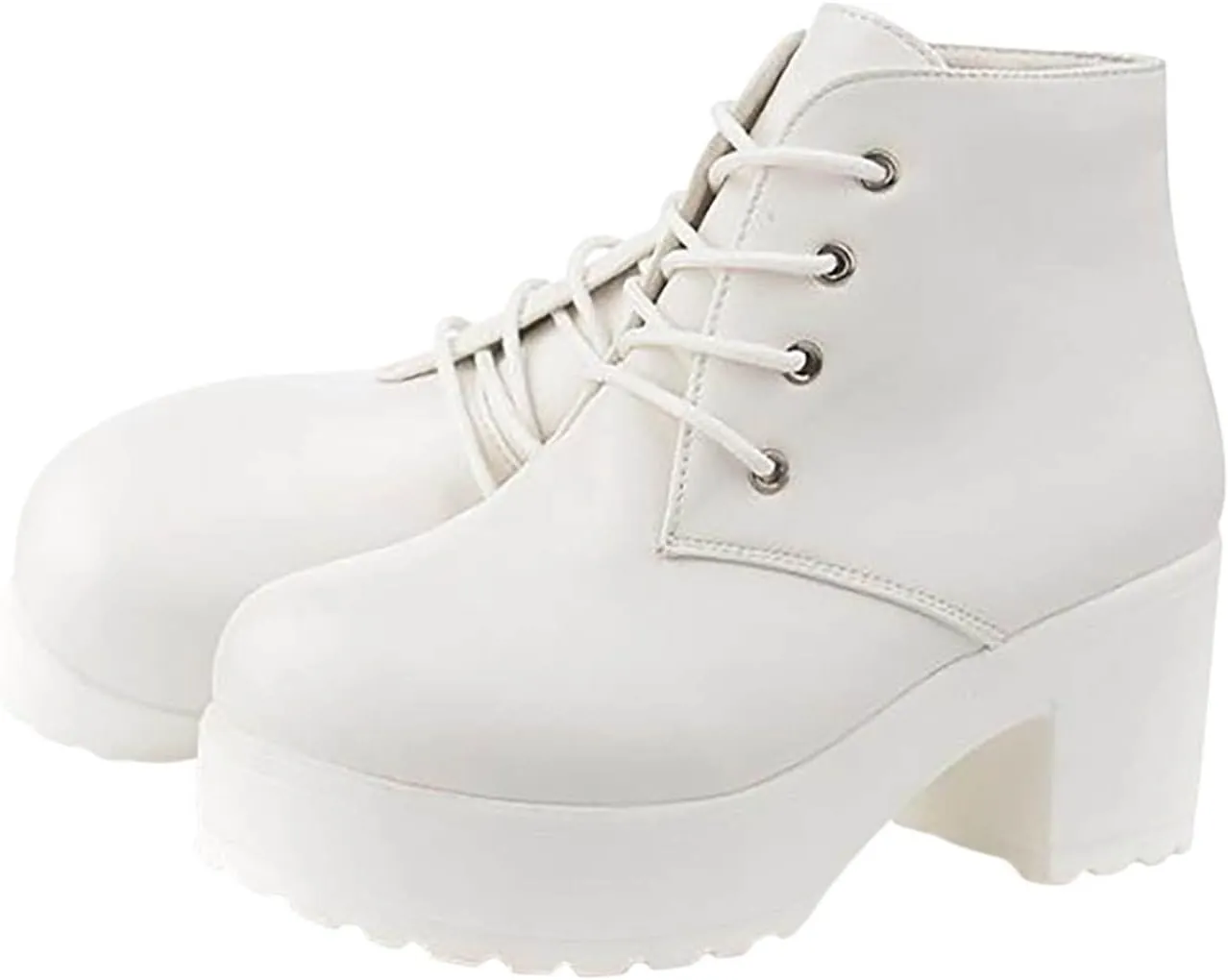 Ctreela Womens Goth Platform Combat Boots Chunky Black Block Heels Lace up Ankle Booties Round Toe Shoes Motorcycle Wedges