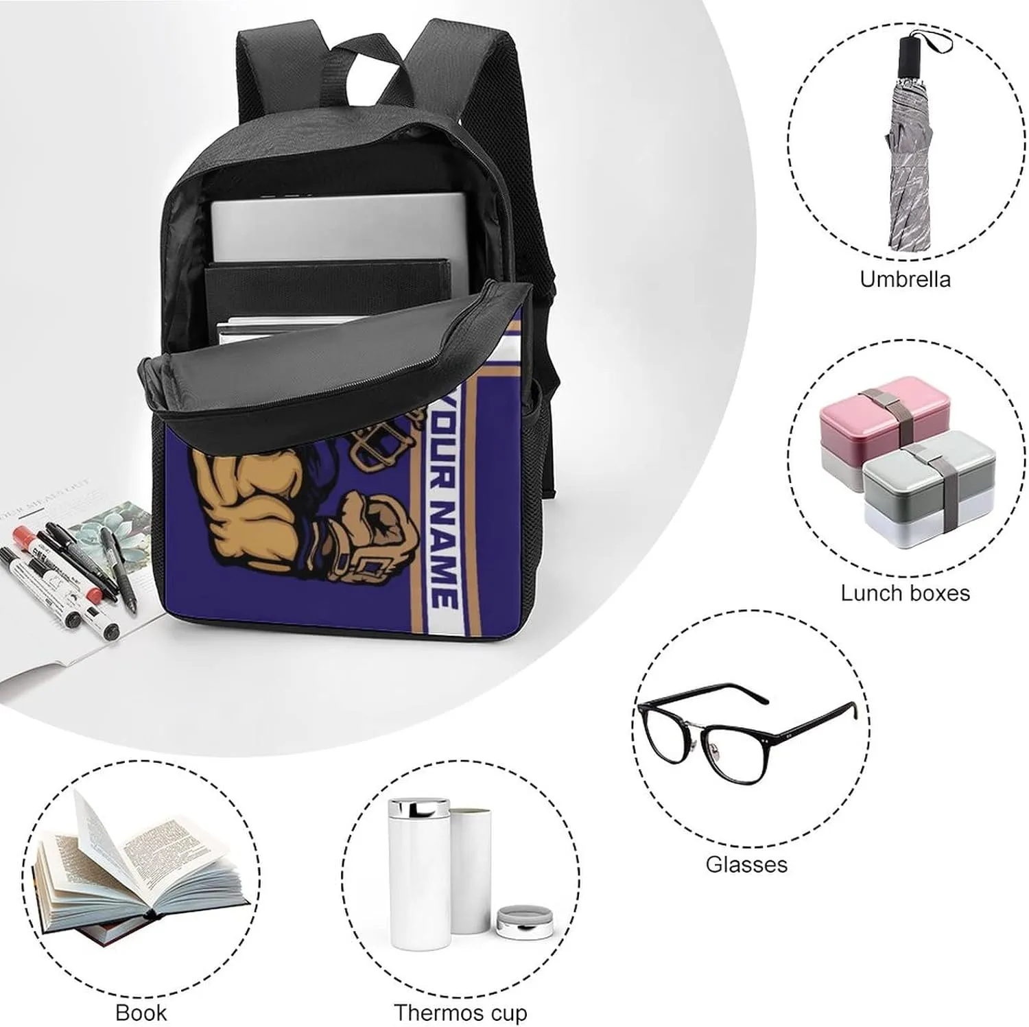 Custom Shoulder Baltimore Backpack Personalized Any Name Number 17 Inch Large Capacity Laptop Bag Bookbag Gifts for Men Women