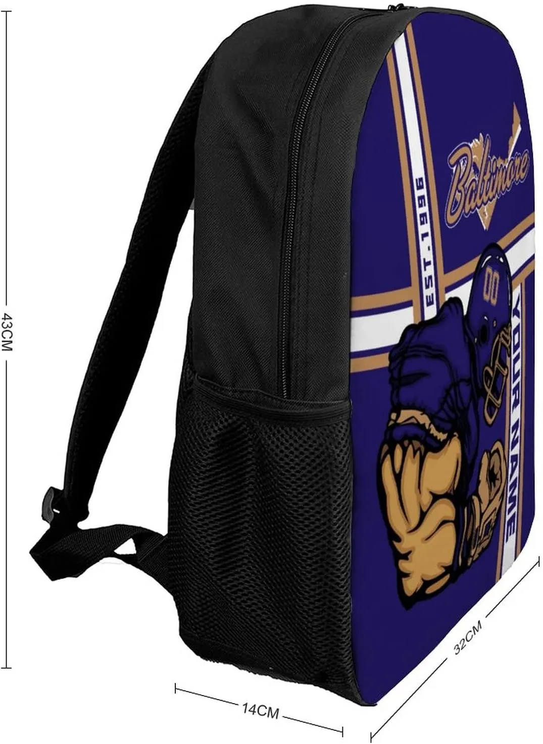 Custom Shoulder Baltimore Backpack Personalized Any Name Number 17 Inch Large Capacity Laptop Bag Bookbag Gifts for Men Women