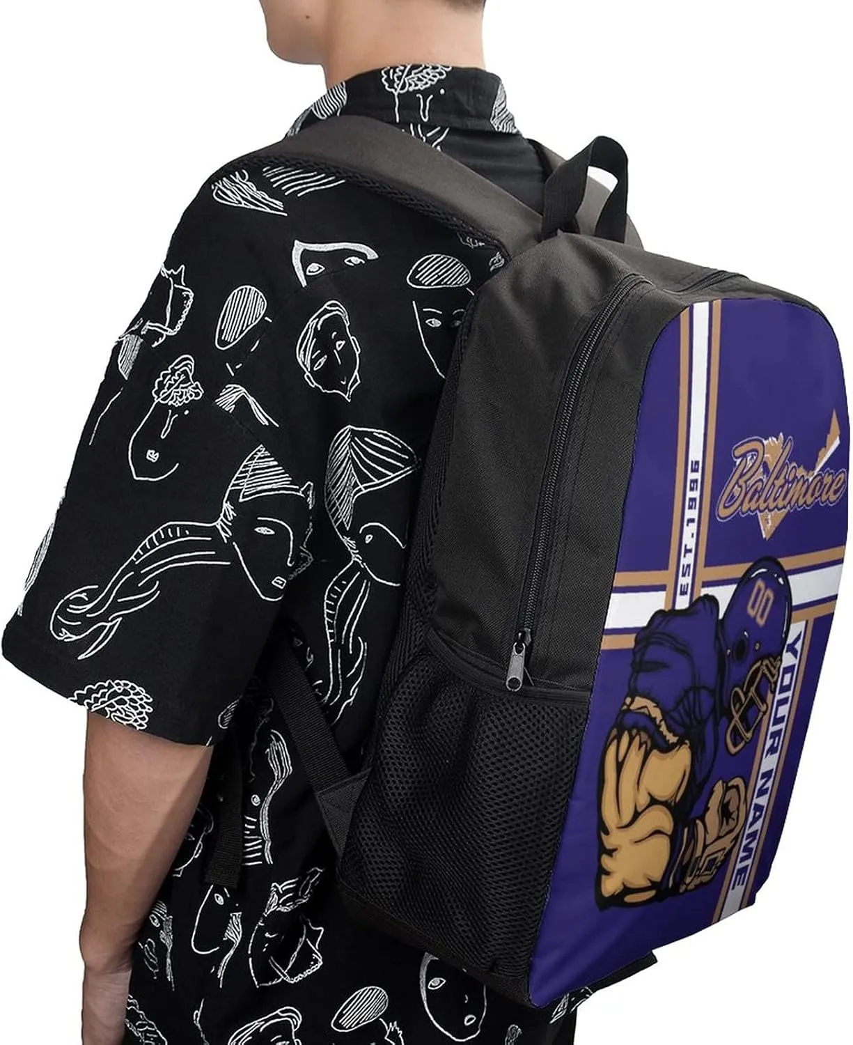 Custom Shoulder Baltimore Backpack Personalized Any Name Number 17 Inch Large Capacity Laptop Bag Bookbag Gifts for Men Women