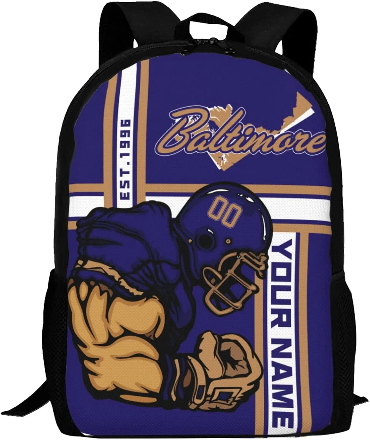 Custom Shoulder Baltimore Backpack Personalized Any Name Number 17 Inch Large Capacity Laptop Bag Bookbag Gifts for Men Women