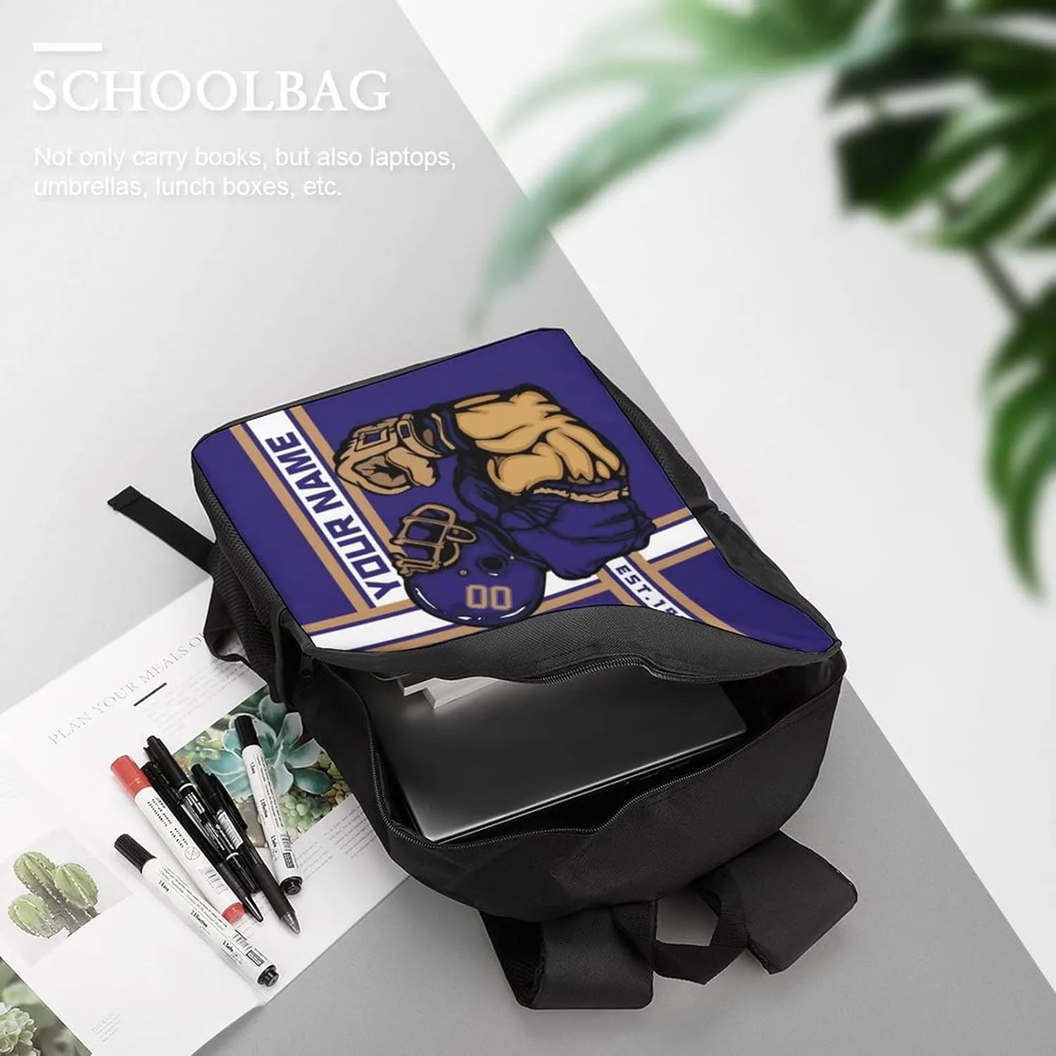 Custom Shoulder Baltimore Backpack Personalized Any Name Number 17 Inch Large Capacity Laptop Bag Bookbag Gifts for Men Women