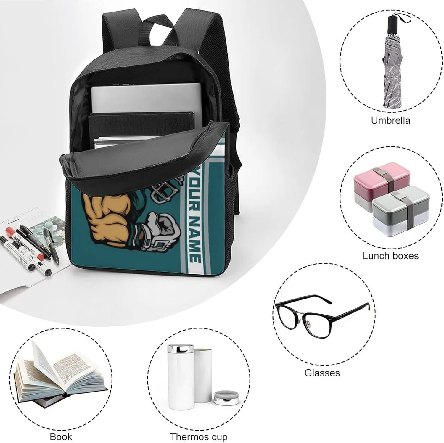 Custom Shoulder Philadelphia Backpack Personalized Any Name Number 17 Inch Large Capacity Laptop Bag Bookbag Gifts for Men Women