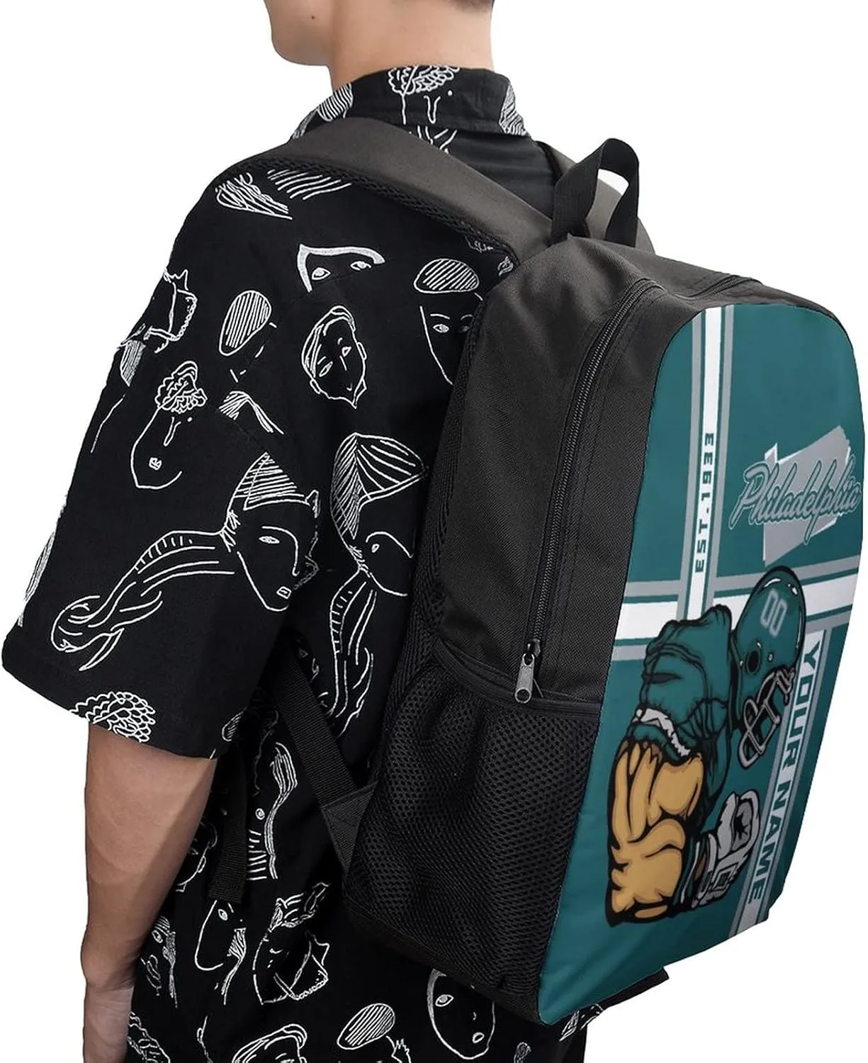 Custom Shoulder Philadelphia Backpack Personalized Any Name Number 17 Inch Large Capacity Laptop Bag Bookbag Gifts for Men Women