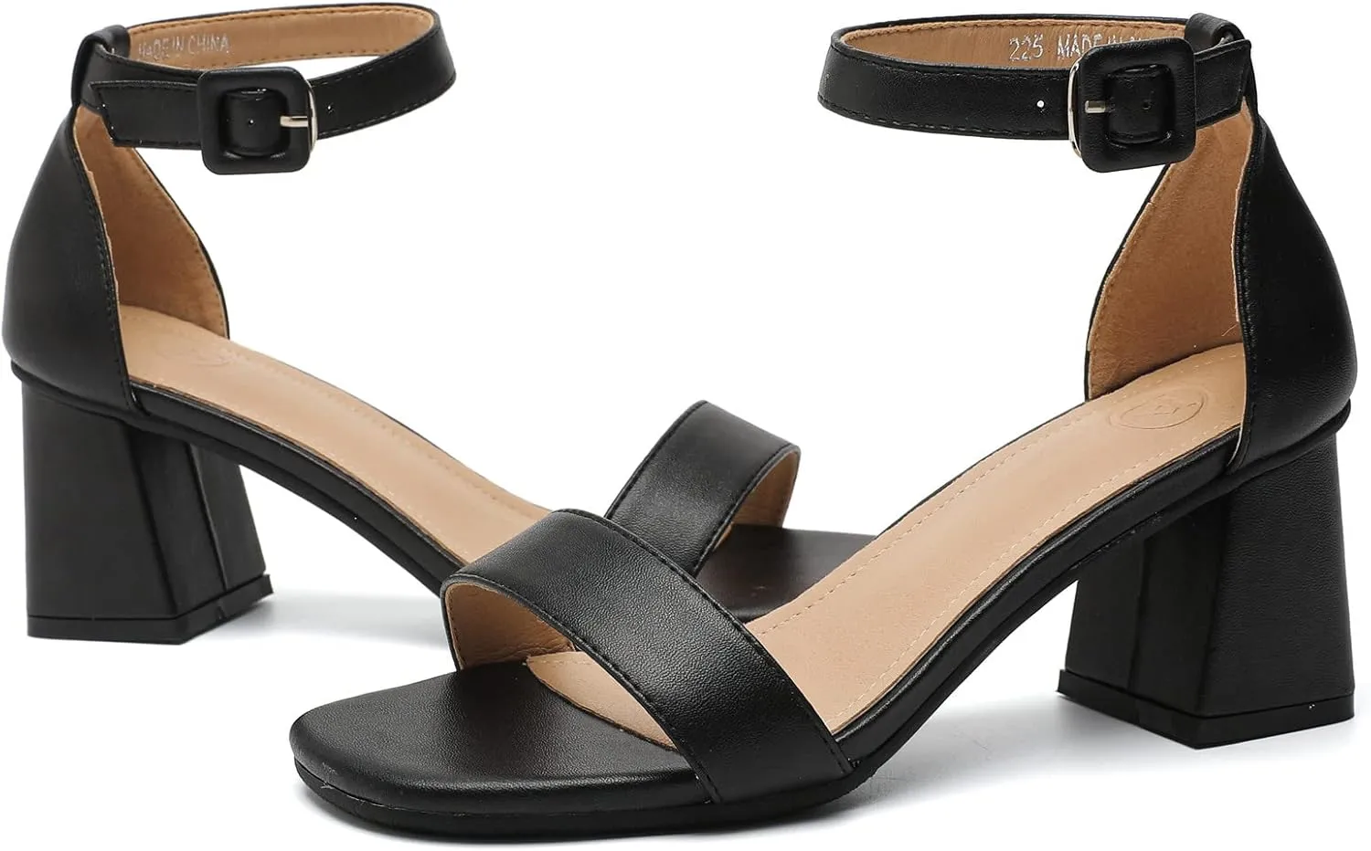 DADAWEN Women's Open Toe Ankle Strap Low Block Chunky Heels Sandals Bridesmaid Wedding Bridal Party Evening Homecoming Prom Dress Pump Shoes