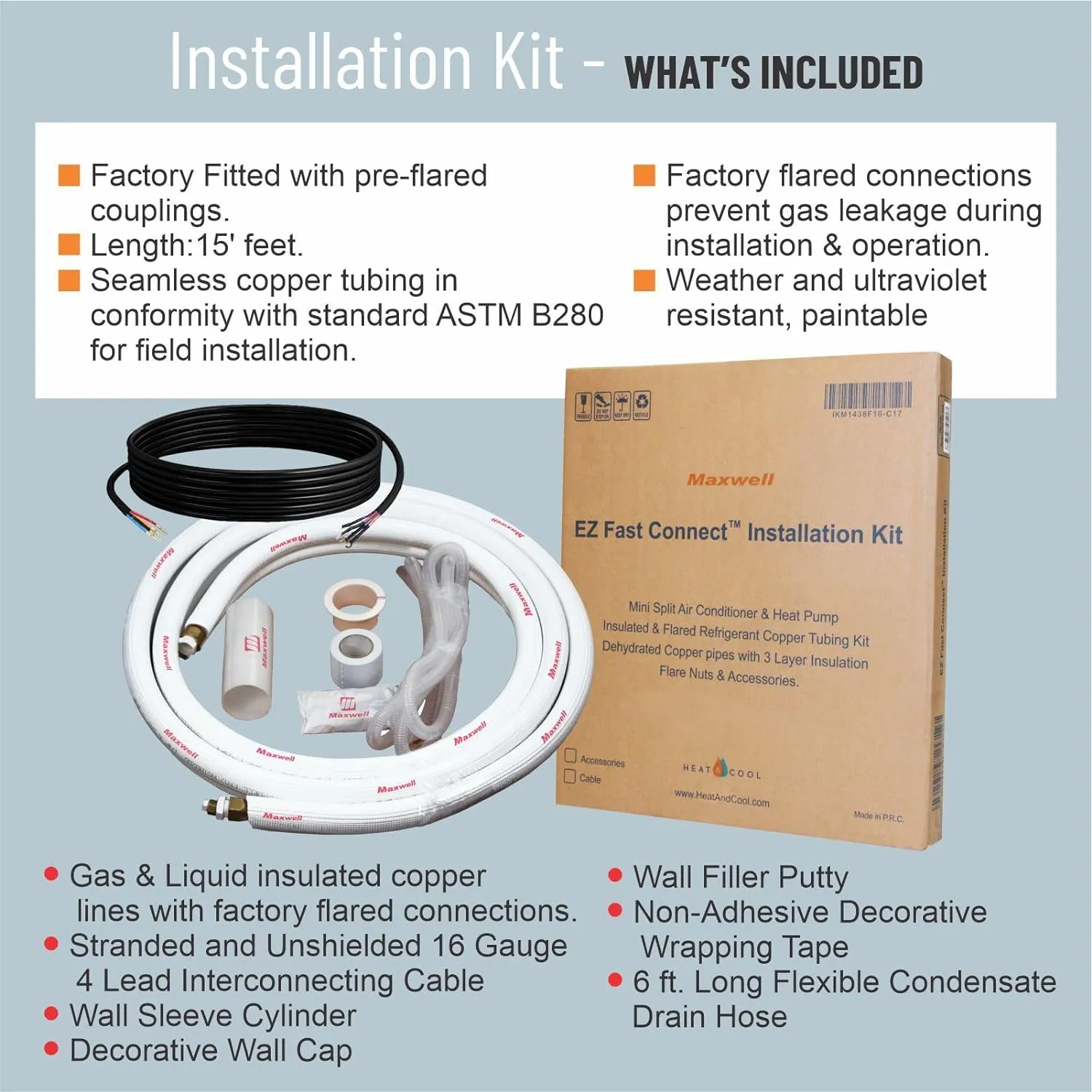Daikin 18,000 BTU 20 SEER2 OTERRA Series Ductless Mini Split Heat Pump System w/Maxwell 16’ Installation Kit and Wall Mounting Bracket (230V)