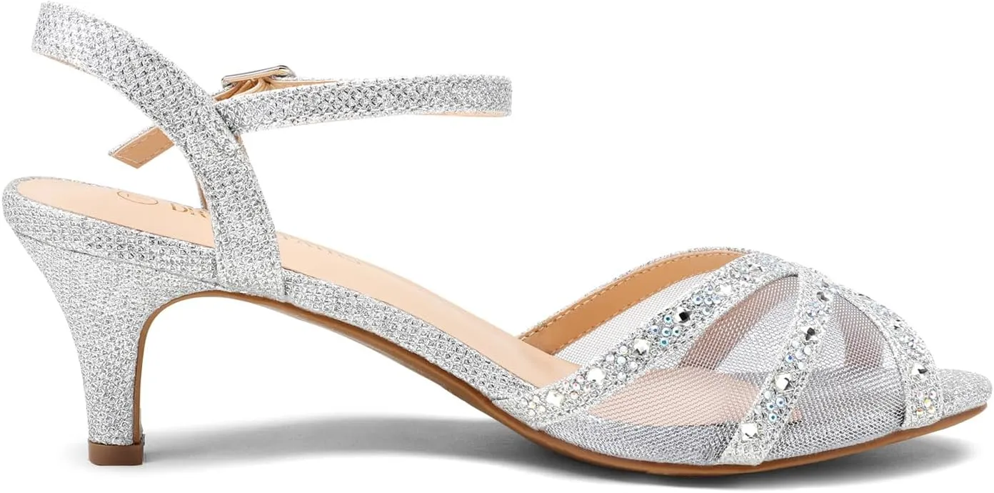 DREAM PAIRS Women's Nina Low Heel Pump Sandals