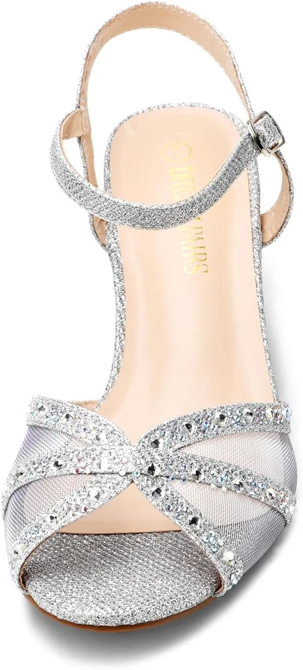 DREAM PAIRS Women's Nina Low Heel Pump Sandals