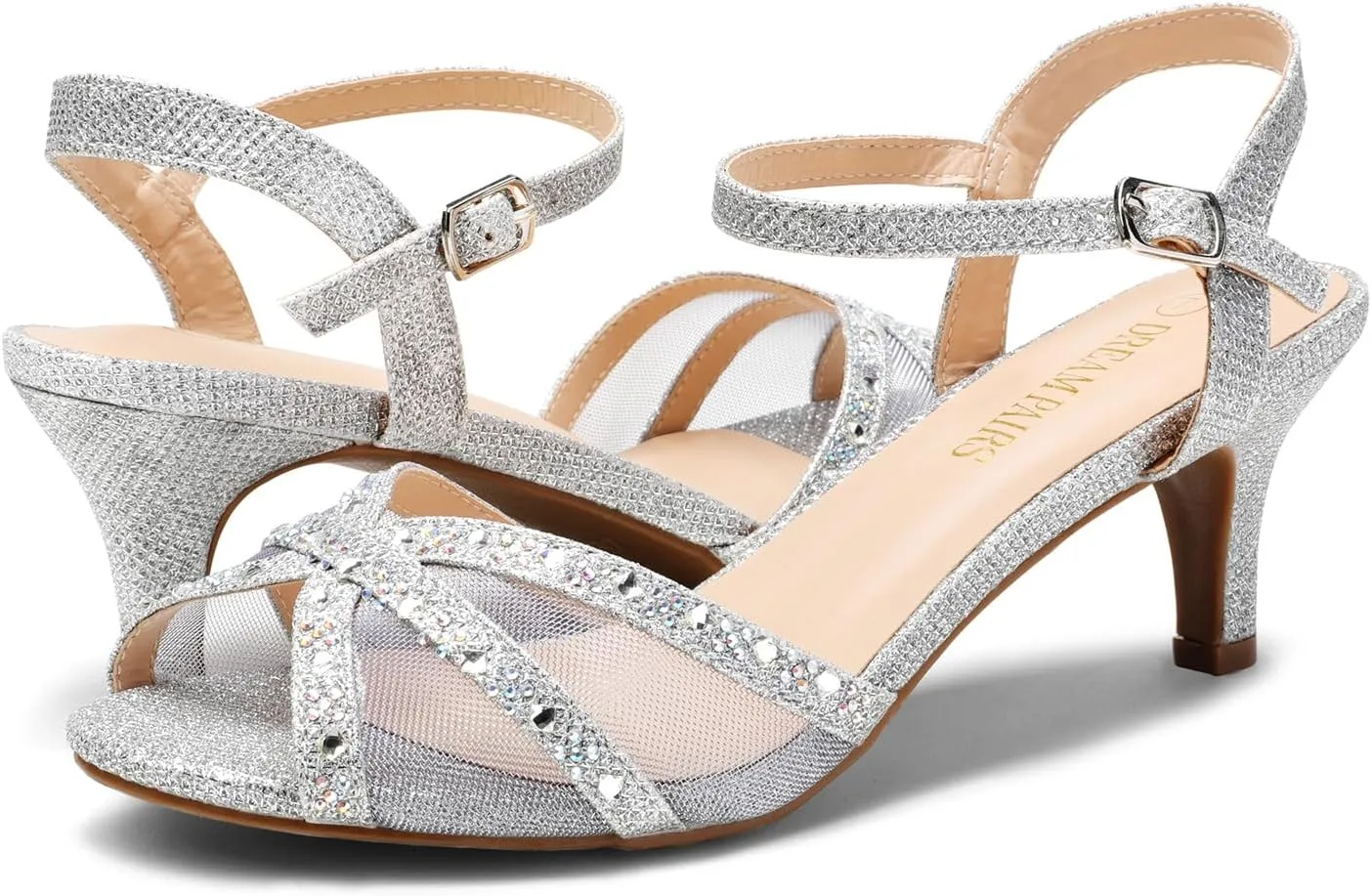 DREAM PAIRS Women's Nina Low Heel Pump Sandals