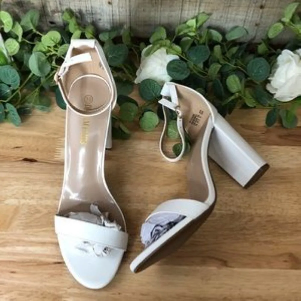 Dream Paris Chunky High Heel Pump Sandals White 10