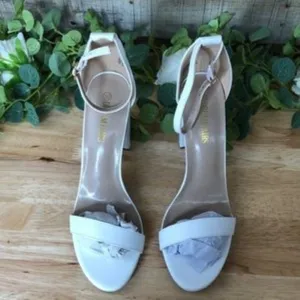 Dream Paris Chunky High Heel Pump Sandals White 10