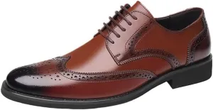 Dress Oxford for Men Classic Lace Up Prom Plain Toe Italian Leather Non Slip Rubber Sole Low Top Outdoor