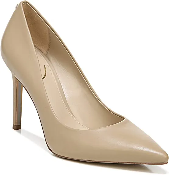 Edelman Advanced Pumps Leather Pointed Heel Sam Fashion Beige Toe Limited-edition Slip Hazel Stiletto On