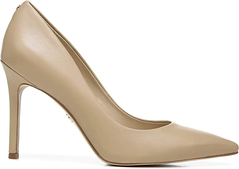 Edelman Advanced Pumps Leather Pointed Heel Sam Fashion Beige Toe Limited-edition Slip Hazel Stiletto On