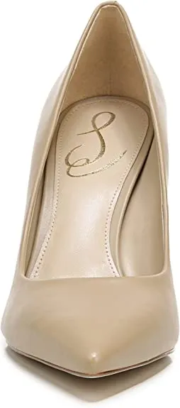 Edelman Advanced Pumps Leather Pointed Heel Sam Fashion Beige Toe Limited-edition Slip Hazel Stiletto On