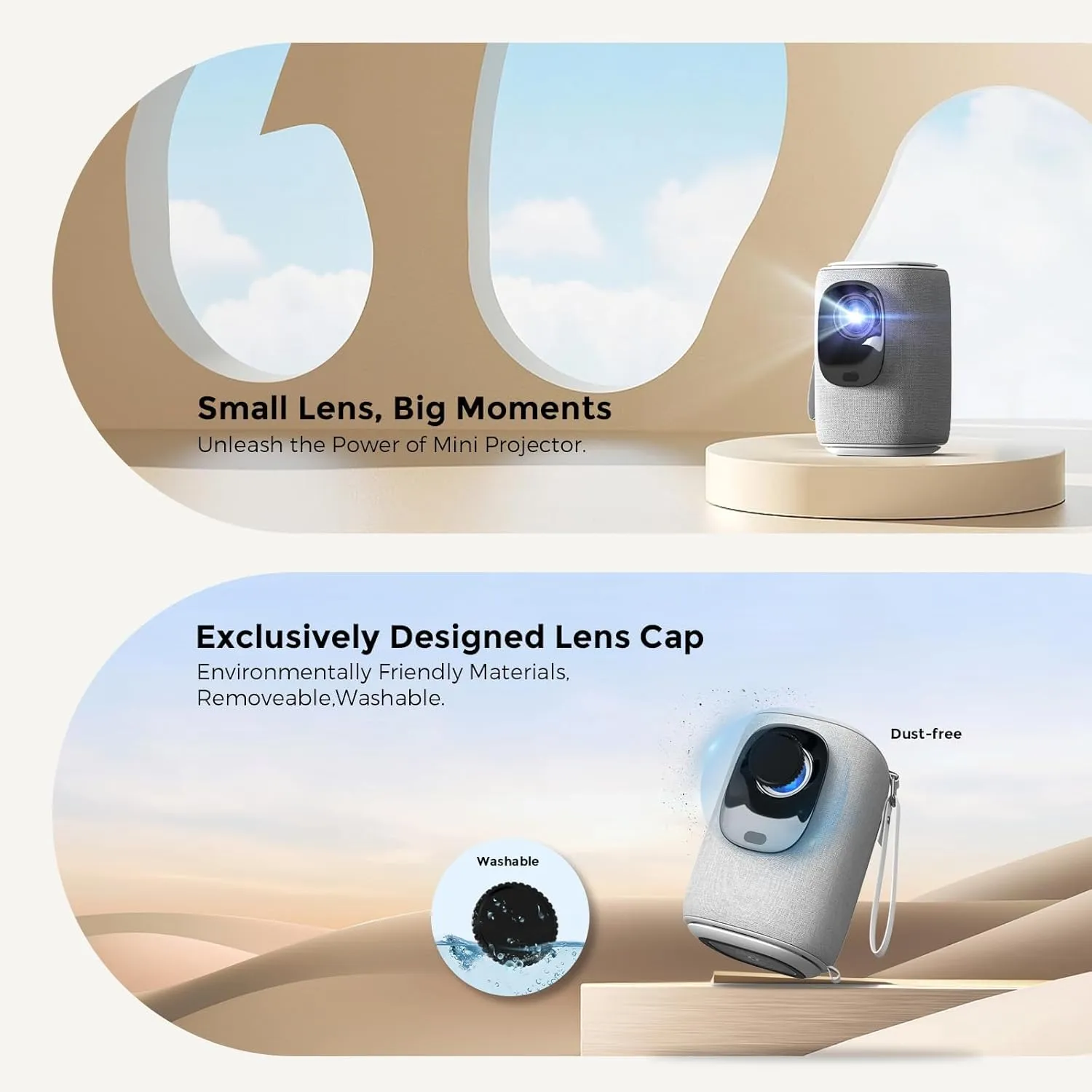 [Electric Focus & Auto Keystone] Mini Projector With WiFi And Bluetooth, ONOAYO GivingYou AY2Pro Portable Projector 550 ANSI, Ultra Low Noise & Lens Cap Dustproof, Outdoor Projector For Phone/Laptop