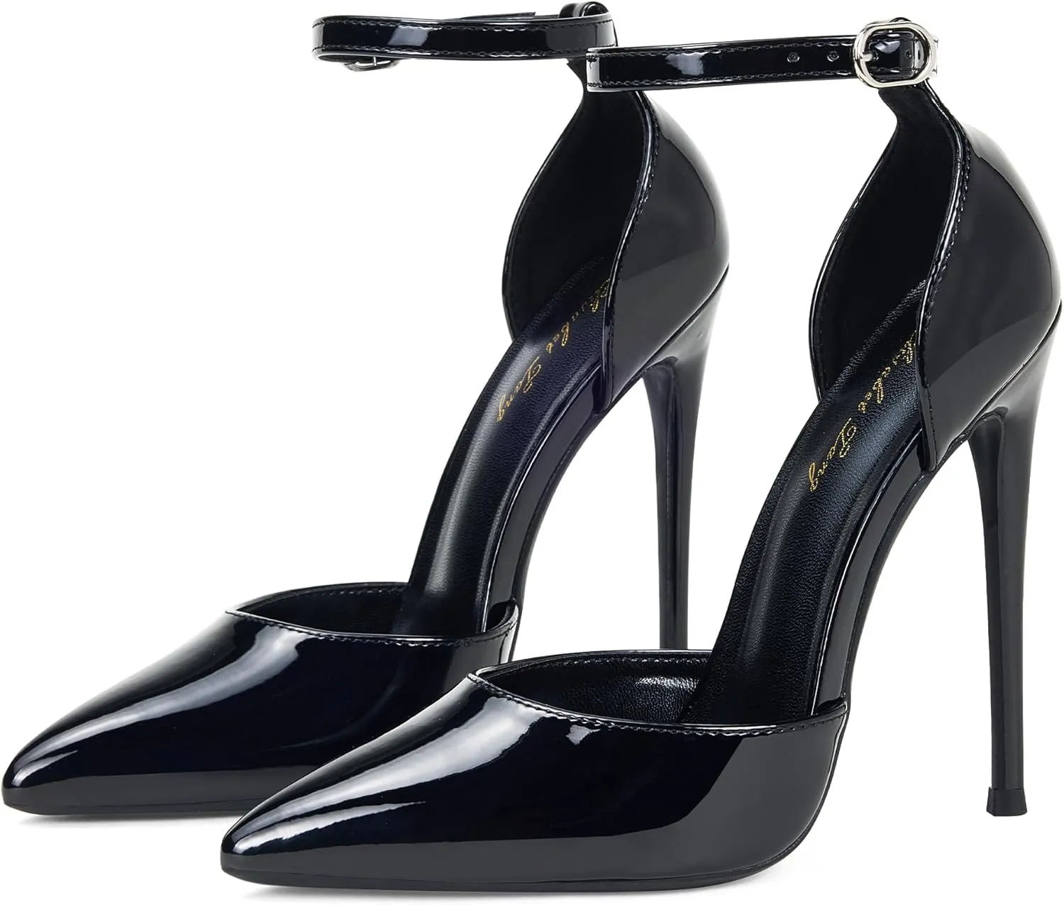 Elisabet Tang High Heels, Women Pumps D'Orsay Ankle Strap Pointed Toe Stiletto Heels Rhinestone Party Wedding Shoes