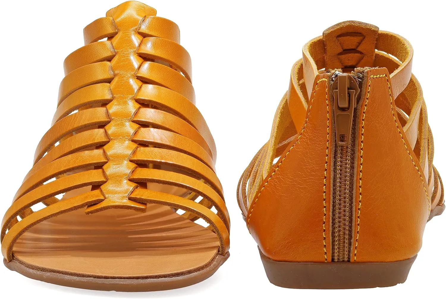 Emmanuela Ancient Greek Style Anlkle High Leather Sandals, Handmade Gladiator Sandals, Quality Strappy Summer Shoes with Rear Zipper at Shaft, Boho Open Toe Sandals