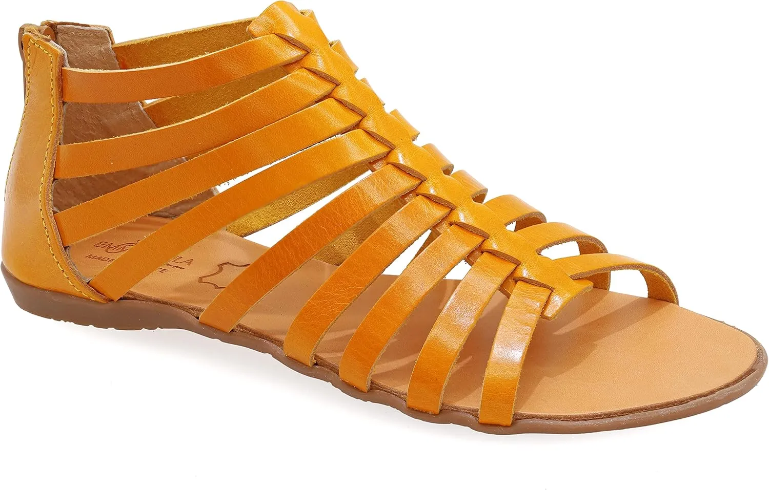 Emmanuela Ancient Greek Style Anlkle High Leather Sandals, Handmade Gladiator Sandals, Quality Strappy Summer Shoes with Rear Zipper at Shaft, Boho Open Toe Sandals