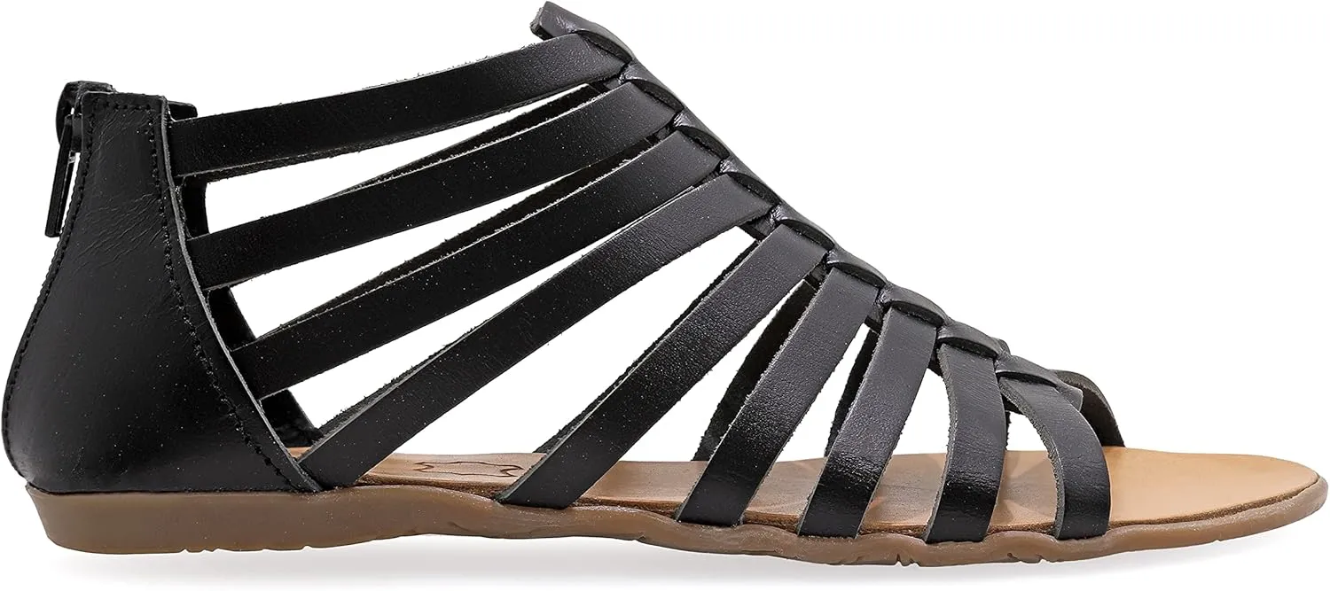 Emmanuela Ancient Greek Style Anlkle High Leather Sandals, Handmade Gladiator Sandals, Quality Strappy Summer Shoes with Rear Zipper at Shaft, Boho Open Toe Sandals