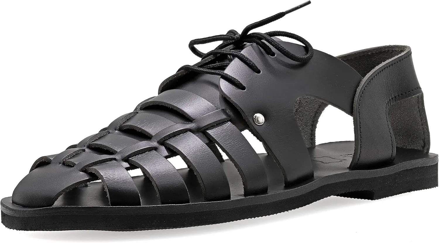 Emmanuela Ancient Greek Style Leather Fisherman Sandals for Men with Laces, Handmade Leather Caged Tie up Men's Sandals, Quality Strappy Summer Shoes Black, Brown, Beige