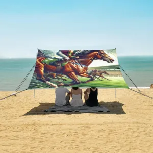 Equestrian Jockey Racing Horse Beach Camping Tent Sun Shelter for Whole Family, Beach Shade Canopy with UPF50  UV Protection,Easy Set Up and Carry,Outdoor Shade for Trips, Fishing, Backyard Fun