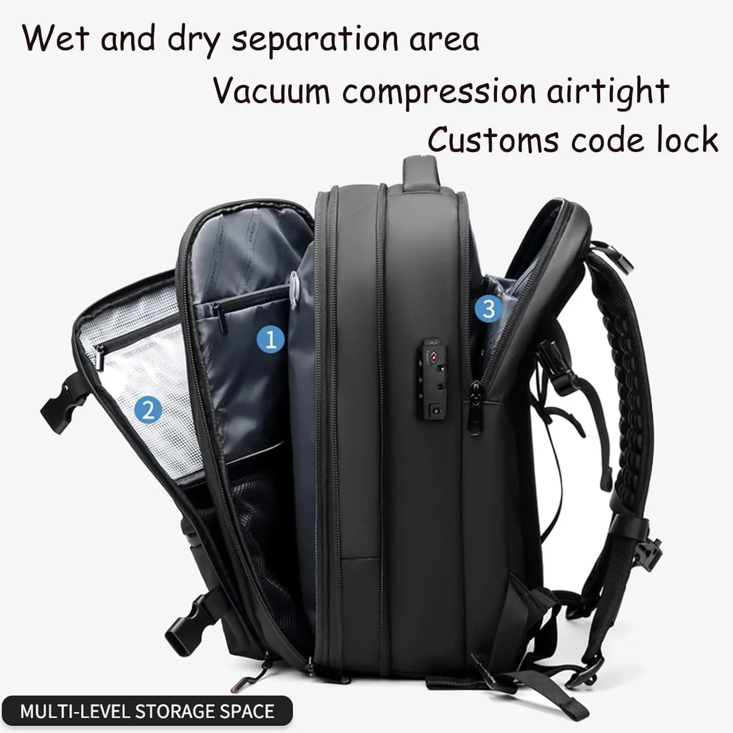 Ezyvac Backpack, Ezyvac Backpack with Vacuum Compression, 2025 Upgraded 60l Expandable Bag with Vacuum Compression (Classic-Black)
