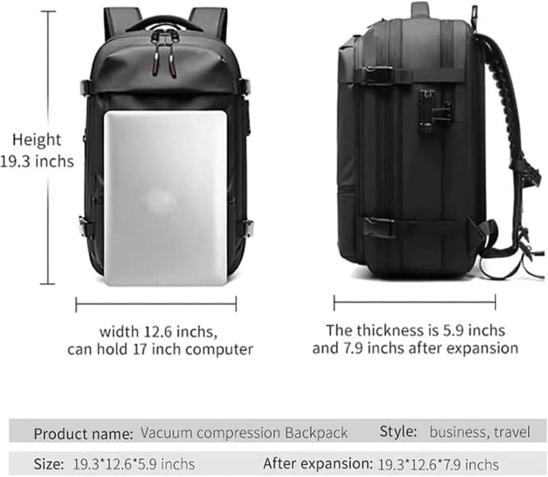 Ezyvac Backpack, Ezyvac Backpack with Vacuum Compression, 2025 Upgraded 60l Expandable Bag with Vacuum Compression (Classic-Black)