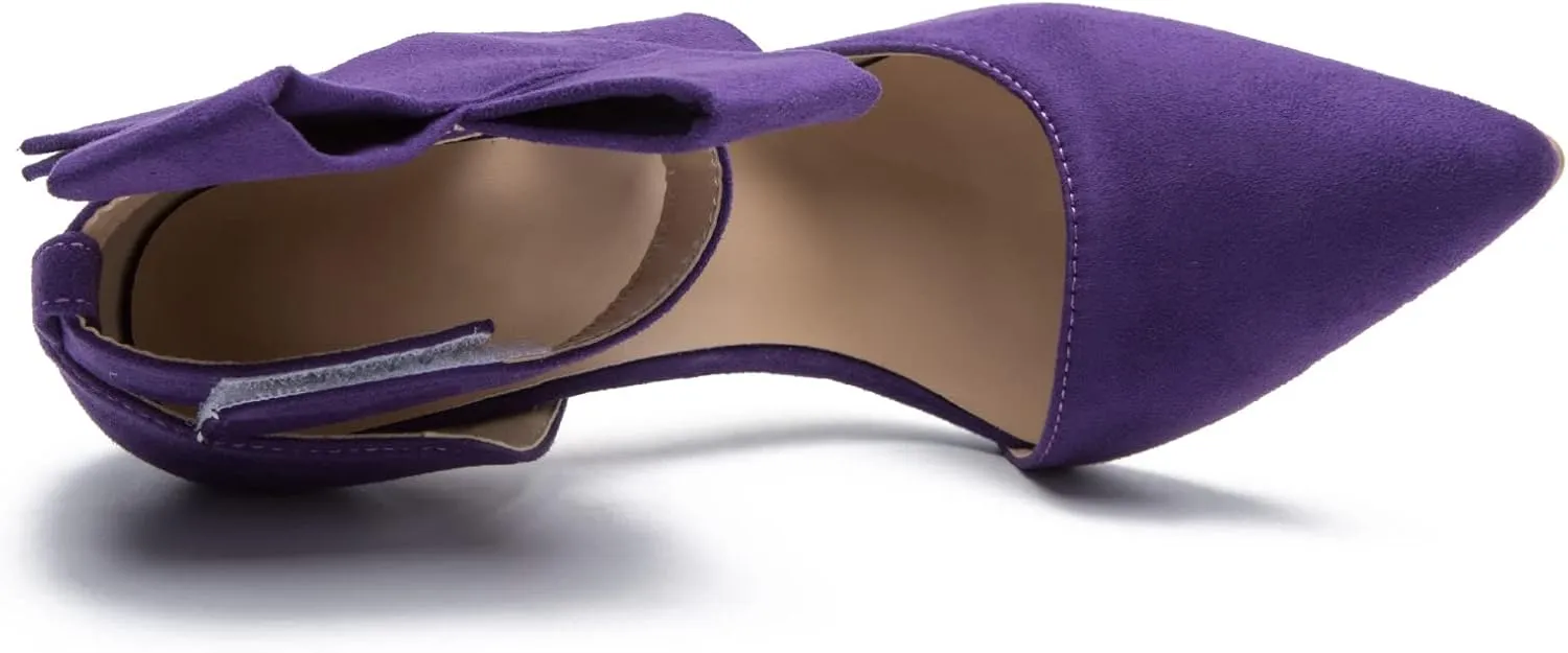 fereshte Women's Bowknot Pumps D'Orsay Pointy Toe Stiletto High Heel Dress Shoes