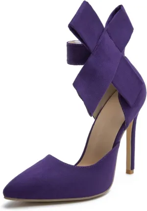 fereshte Women's Bowknot Pumps D'Orsay Pointy Toe Stiletto High Heel Dress Shoes