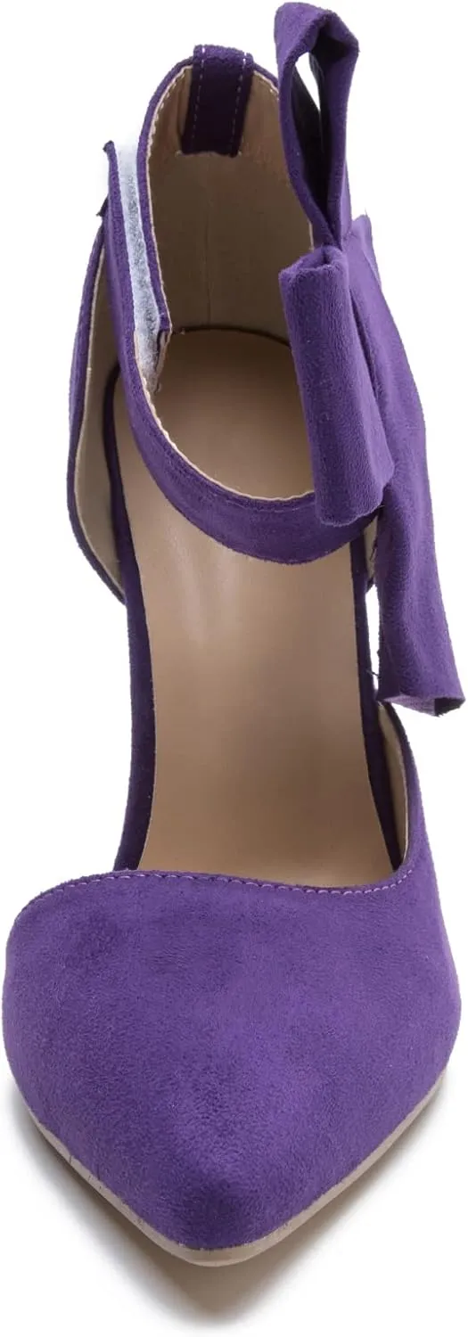 fereshte Women's Bowknot Pumps D'Orsay Pointy Toe Stiletto High Heel Dress Shoes