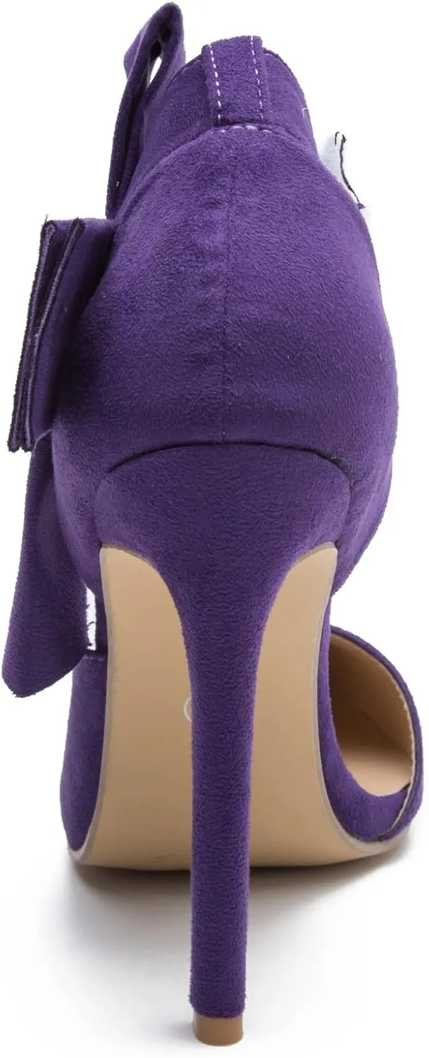 fereshte Women's Bowknot Pumps D'Orsay Pointy Toe Stiletto High Heel Dress Shoes