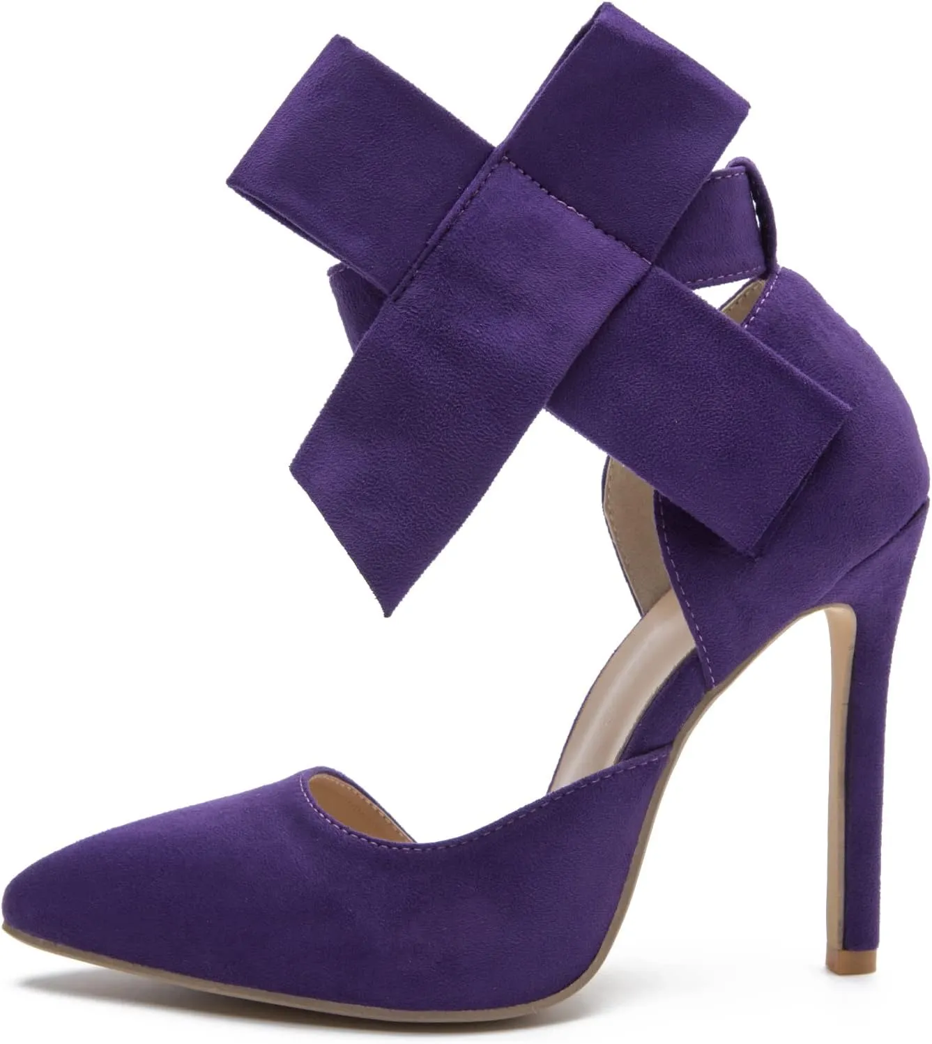fereshte Women's Bowknot Pumps D'Orsay Pointy Toe Stiletto High Heel Dress Shoes