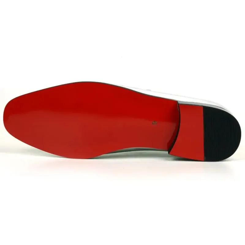 Fiesso FI-7548 Silver Patent Slip On Leafer Loafers