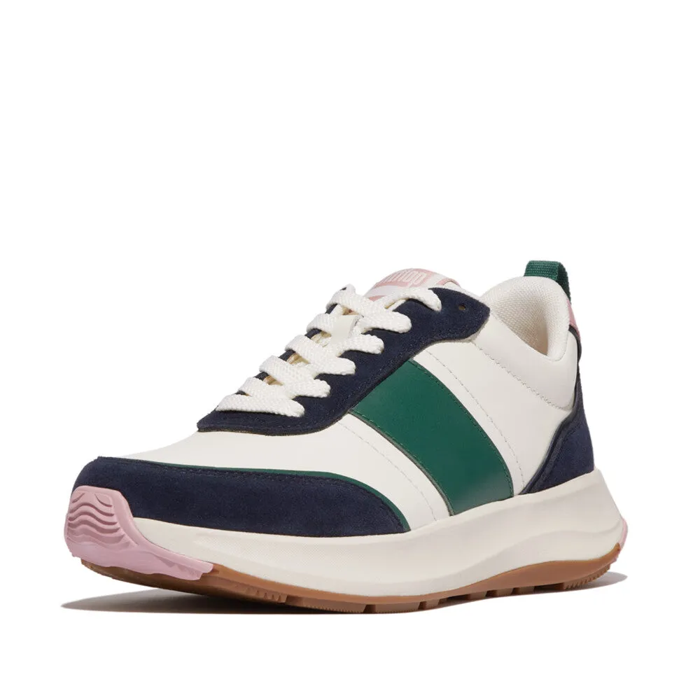 FitFlop F-Mode Flow Leather/Suede Flatform Sneaker Midnight Navy Mix