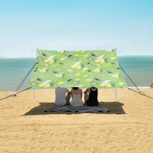 Floral Cute Dragonfly Beach Camping Tent Sun Shelter for Whole Family, Beach Shade Canopy with UPF50  UV Protection,Easy Set Up and Carry,Outdoor Shade for Trips, Fishing, Backyard Fun Picnics