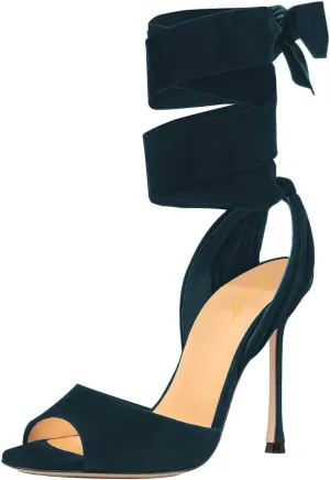 FOWT Women Fashion Open Almond Toe Ankle Wrap Sandals High Stiletto Heels D'orsay Pumps Dress Party Shoes Size 4-15 M US