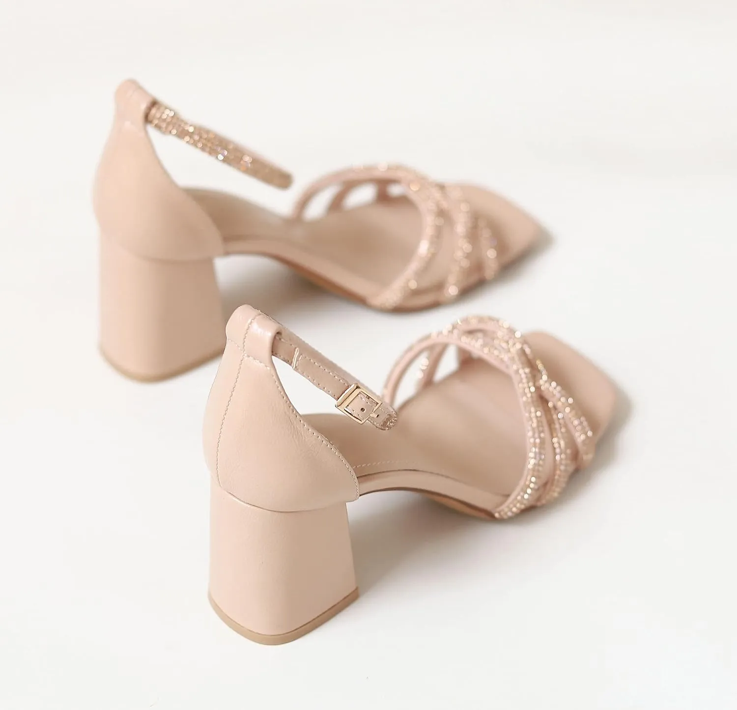 FRALOSHA Heel Sandals for Women Chunky heels Ankle Strap Open Toe high heels Summer Dress Heeled Sandal Wedding Shoes