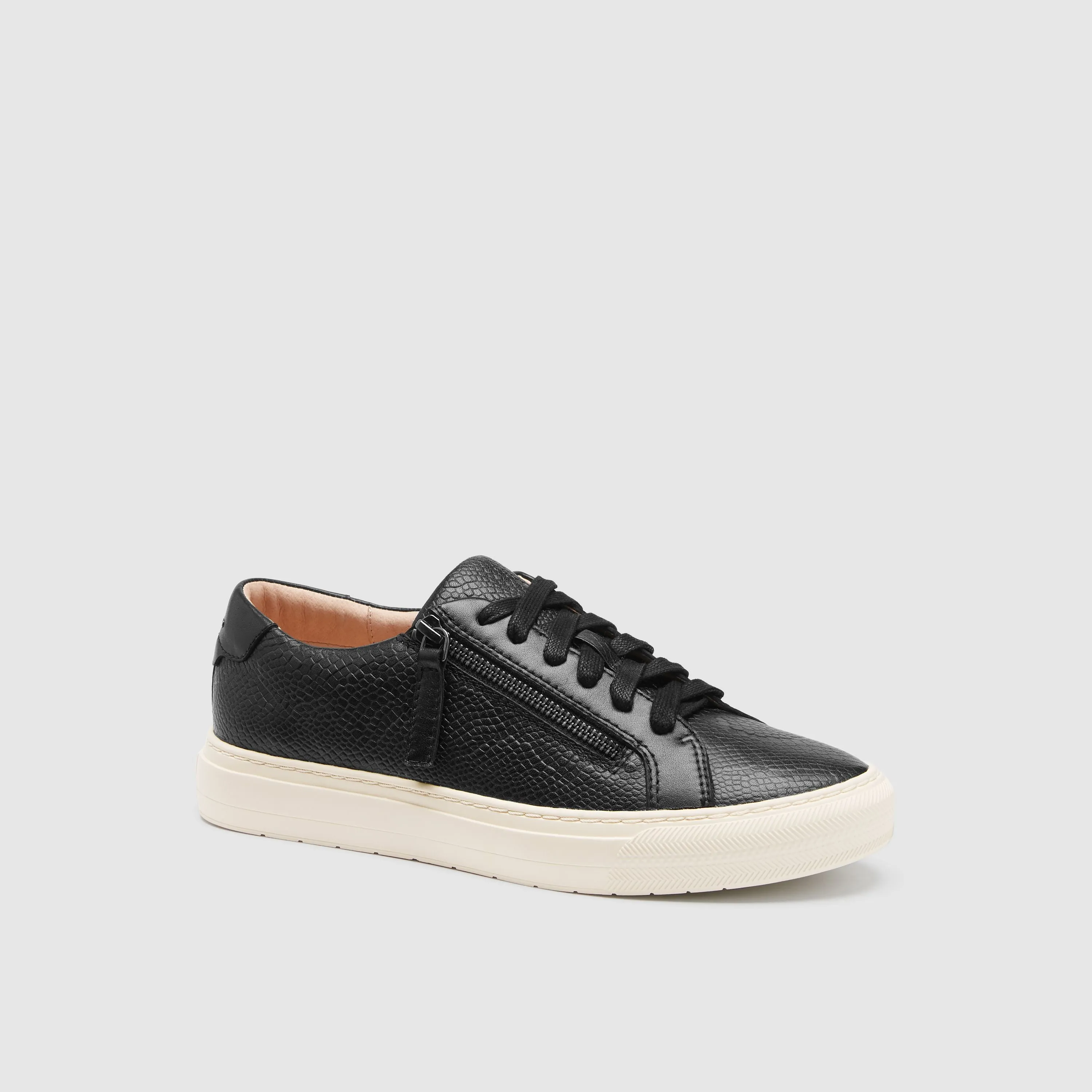 Frankie4 Billie Black Reptile Emboss Leather Sneaker