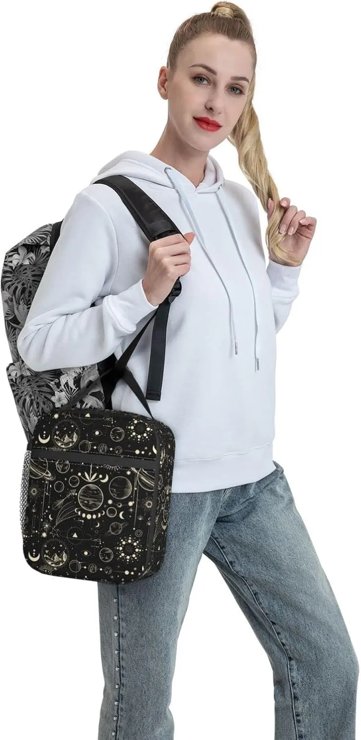 FREEHOTU Moon Phase Lunch Bag Double Insulated Leakproof Lunch Box Tote Bag Cooler Lunch Organizer for Work Picnic Travel Camping