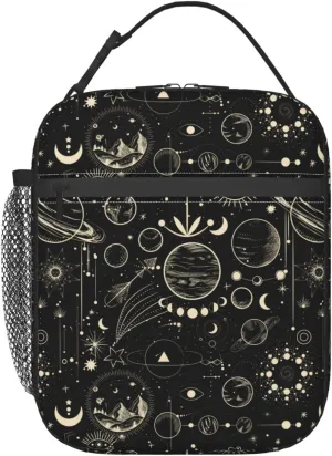 FREEHOTU Moon Phase Lunch Bag Double Insulated Leakproof Lunch Box Tote Bag Cooler Lunch Organizer for Work Picnic Travel Camping