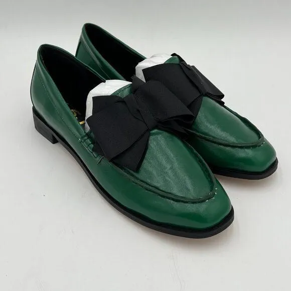 FSJ Green Chunky Low Heel Closed Toe Slip On Dress Bow Pump Life Shoes