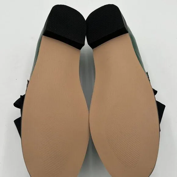 FSJ Green Chunky Low Heel Closed Toe Slip On Dress Bow Pump Life Shoes