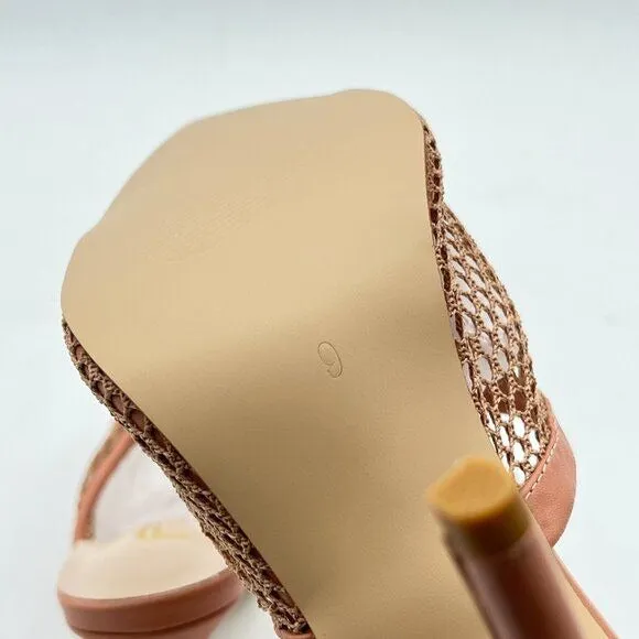 FSJ Women Comfort Low Kitten Heel Sandals Mules Peep Toe Slide Slip On Summer Dr