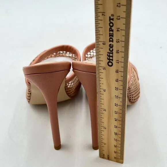 FSJ Women Comfort Low Kitten Heel Sandals Mules Peep Toe Slide Slip On Summer Dr