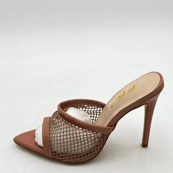 FSJ Women Comfort Low Kitten Heel Sandals Mules Peep Toe Slide Slip On Summer Dr